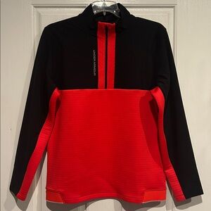 Under Armour Storm Daytona Ribbed Black and Red Half-Zip Pullover